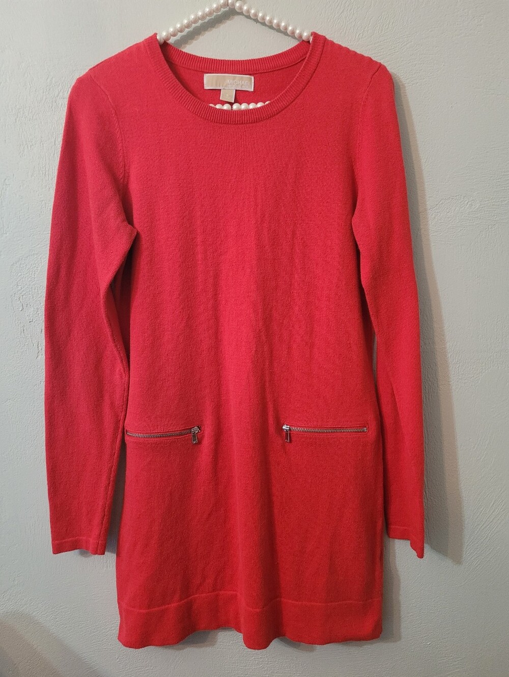 Michael Kors Cozy Long Front Zipper Cotton Blend Sweater Dress Size Small!